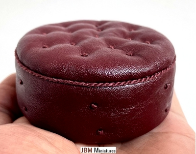 Large Upholstered Ottoman, Burgundy Leather